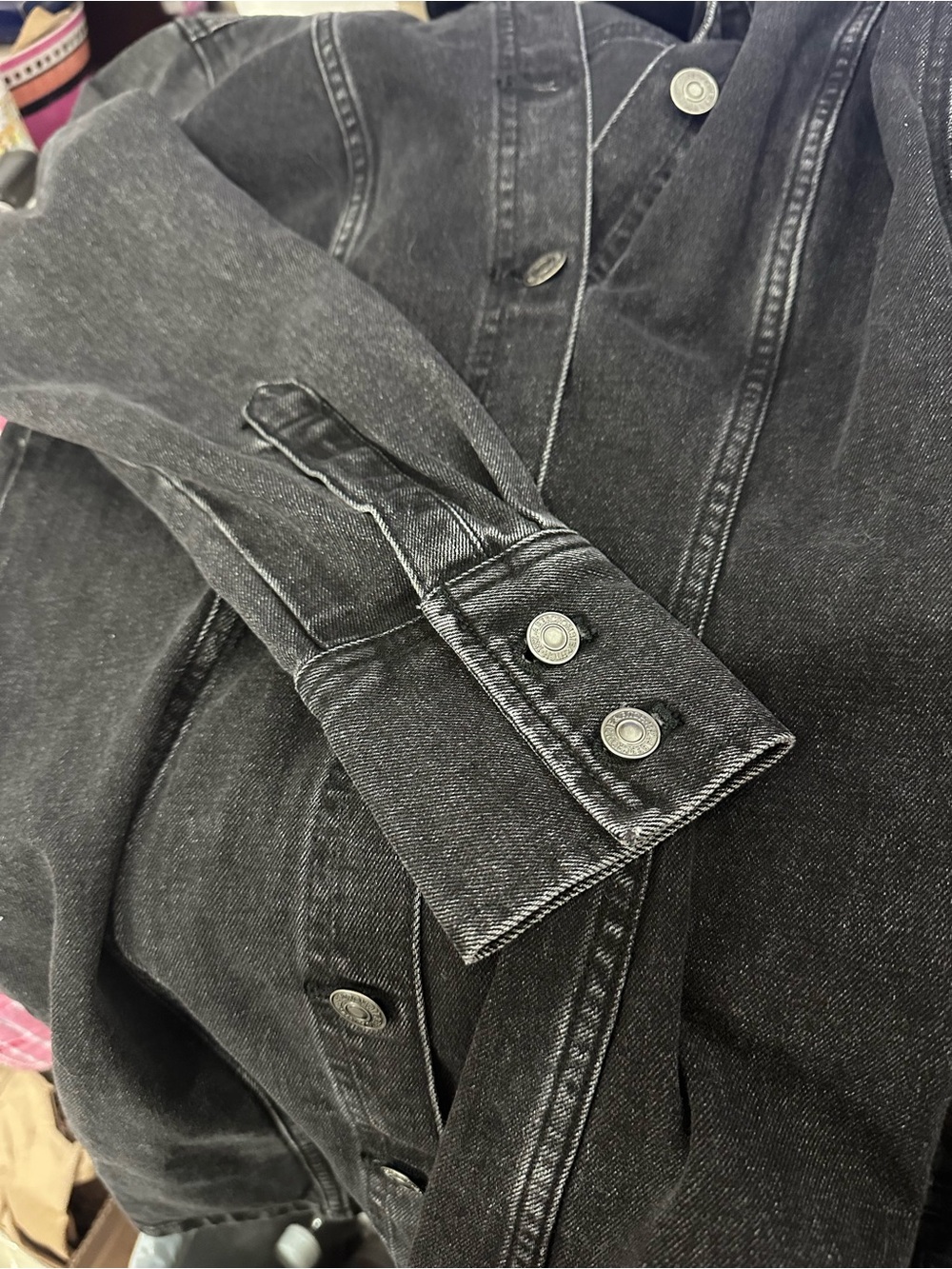 NWT Abercrombie & Fitch Black Denim Button Front Jacket (Size Small Petite) - Picture 6 of 6